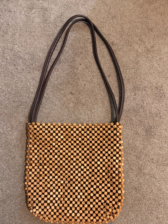 The Sak Handbags - The Sak 90s Beaded Wooden Tile Crossbody Bag in Natural Brown Boho